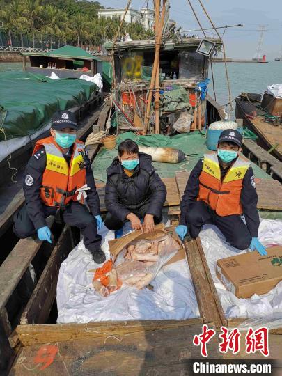 緝私警察對走私凍品進行現場確認 龍健泉 攝